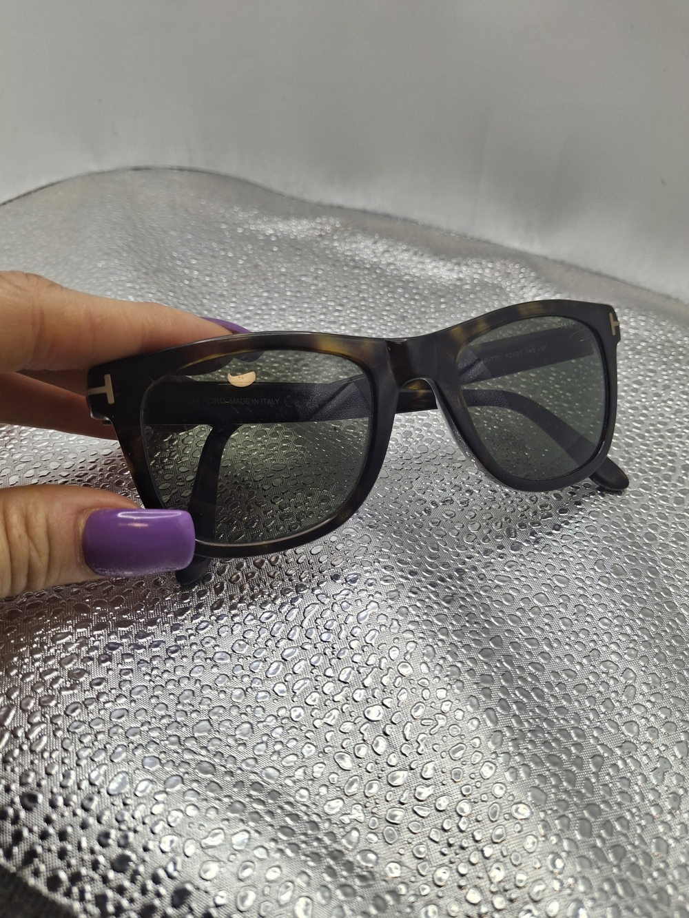 Tom Ford Tortoise Wayfarer Sunglasses with Green Lenses